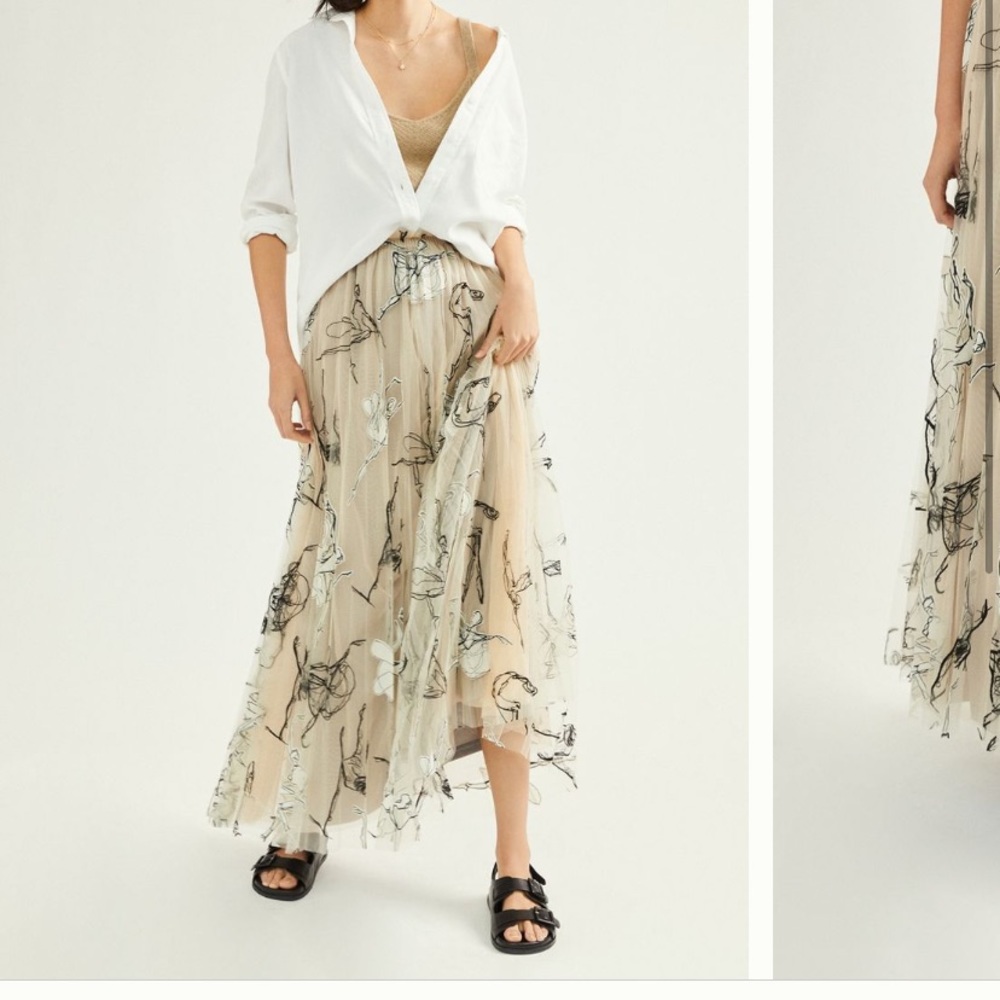 Anthropologie Georgette Pleated Tulle Skirt